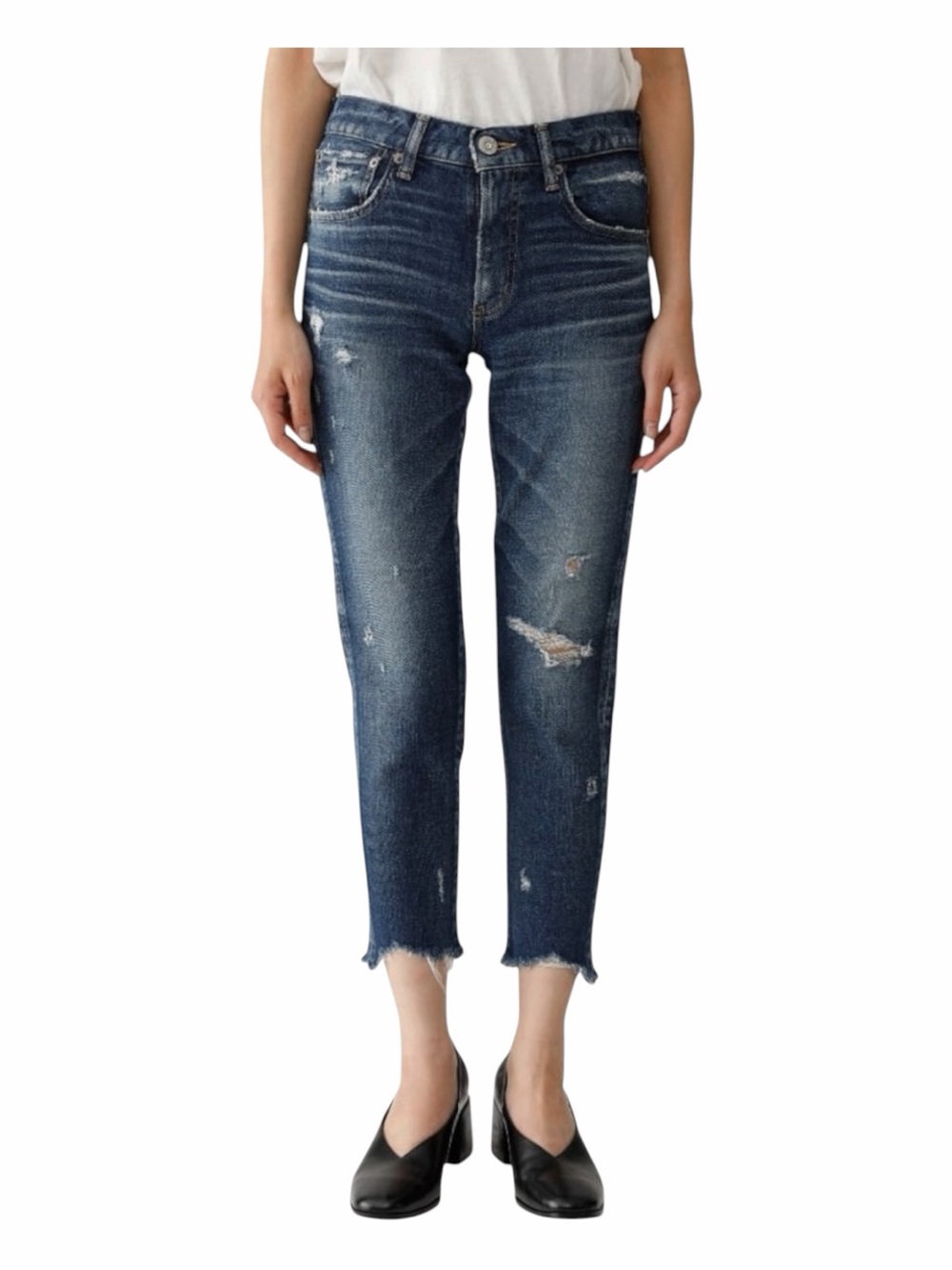 Moussy Vintage Glendele Skinny Crop Jeans Distressed Raw Hem Size 28